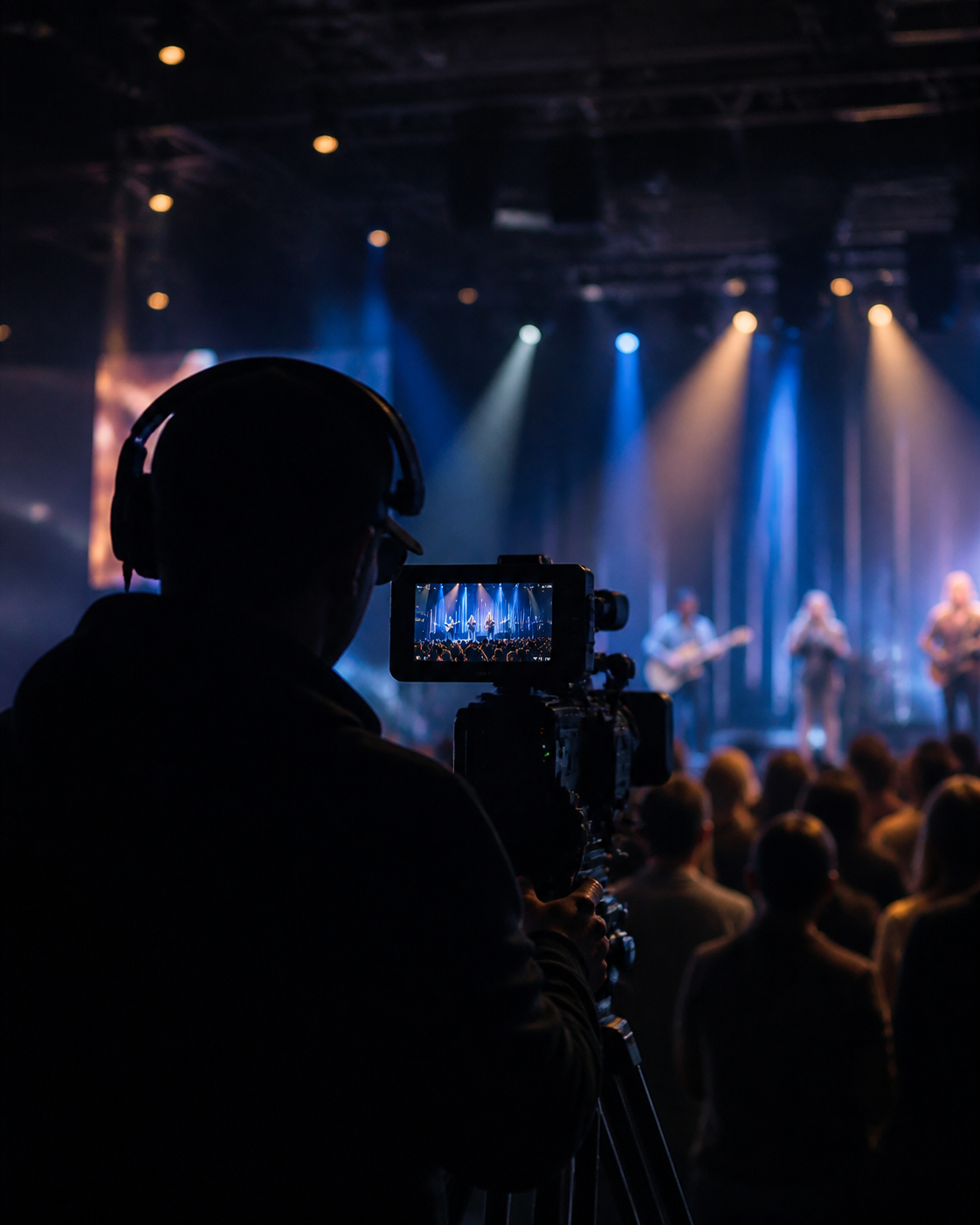 Church media team filming a worship service