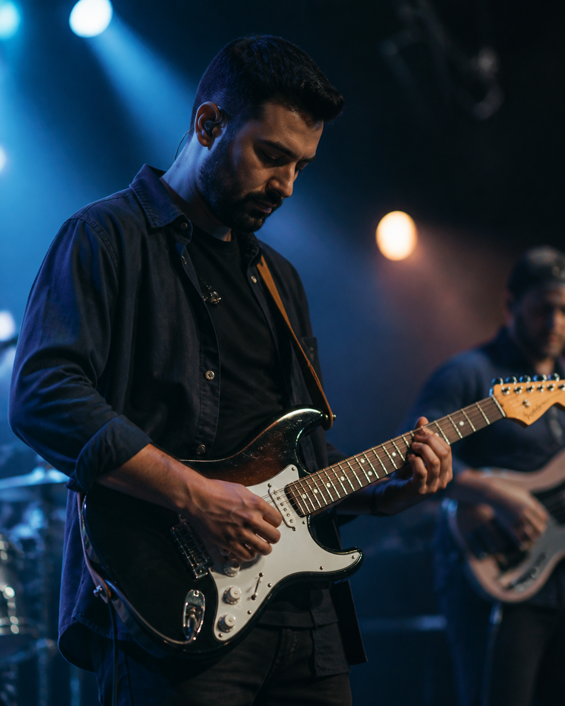 Guitarist serving on a worship team