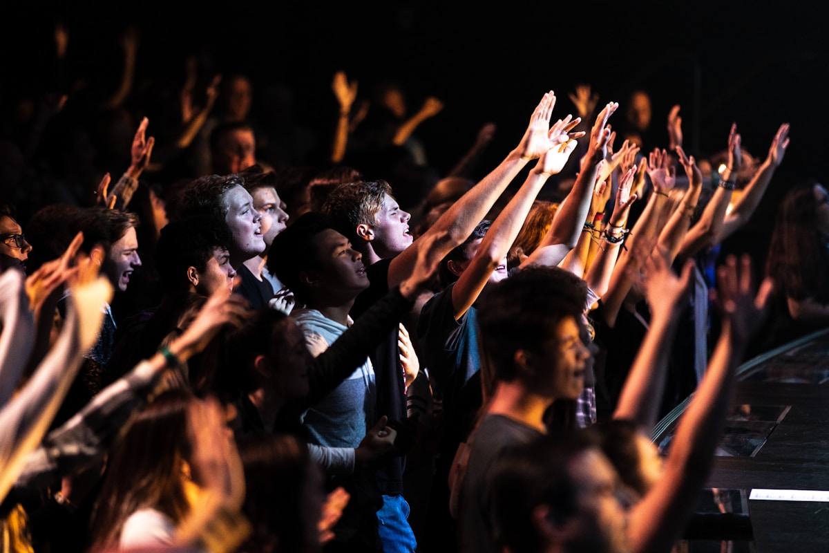 Worshippers with raised hands